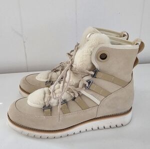 Cole Haan Women's Zerogrand Luxe WR Fashion Suede Boots Beige Size 9.5